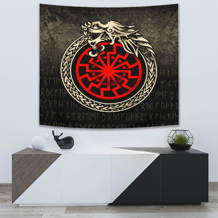 Tspinners Tapestry -Viking Jormungandr Symbol Midgard Serpent Child Of Loki Tapestry A7