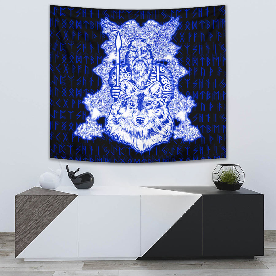 Tspinners Tapestry -Odin Wolf Viking Set Blue Tapestry A95