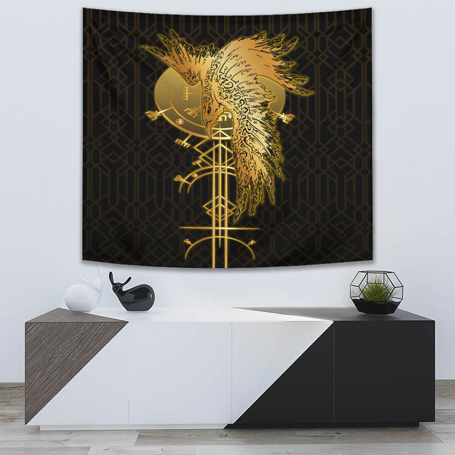 Tspinners Tapestry -Viking Raven Gold Tapestry A95