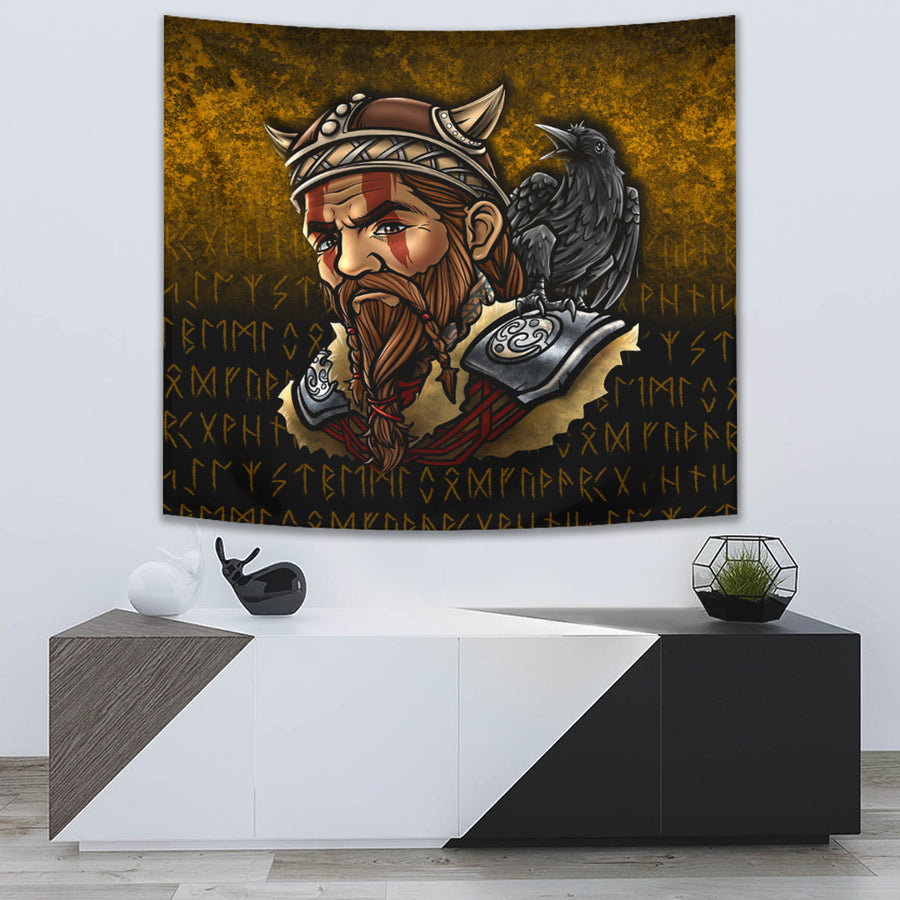 Tspinners Tapestry - Viking Warrior Odin Valhalla Raven Tapestry A7