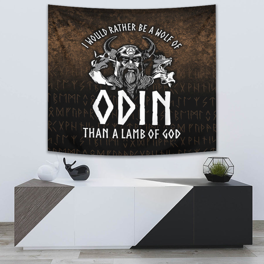Tspinners Tapestry -I Would Rather Be A Wolf Of Odin Than A Lamb Of God Tapestry A7