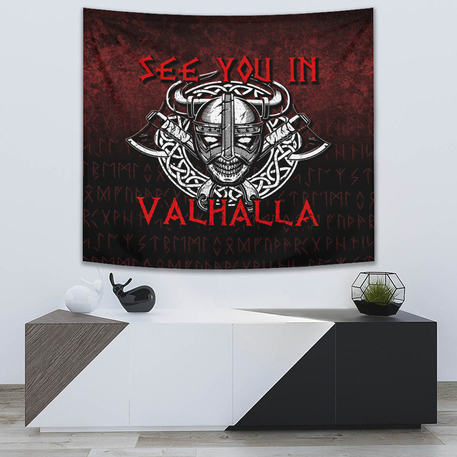 Tspinners Tapestry - Viking Axe Norse Warrior See You In Valhalla Tapestry A7