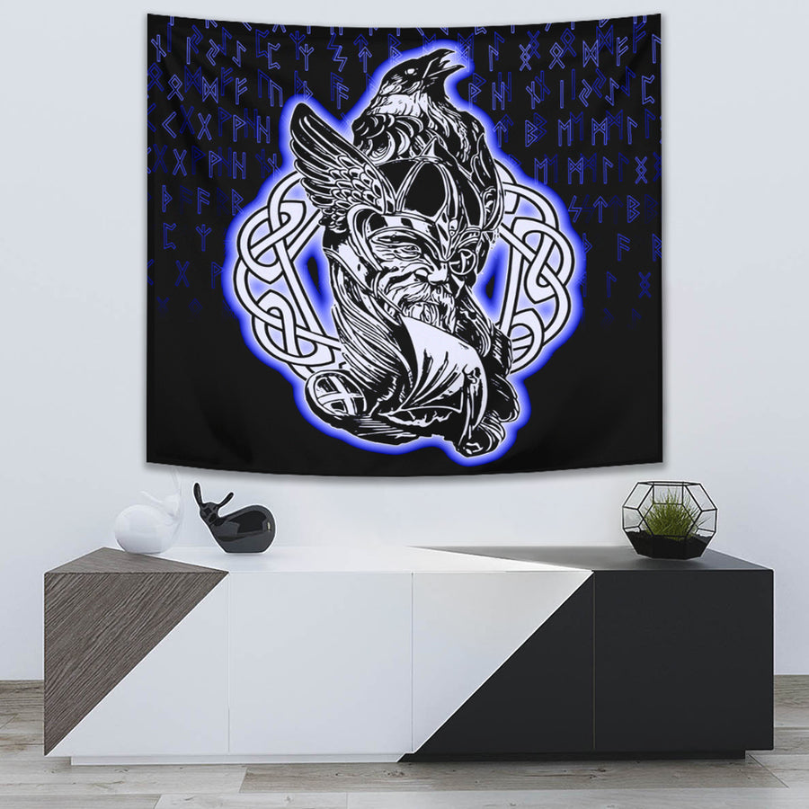 Tspinners Tapestry -Odin Raven Viking Set Blue Tapestry A95