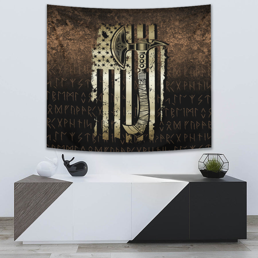 Tspinners Tapestry - USA Flag Viking Cool American Norsemen Tapestry A7