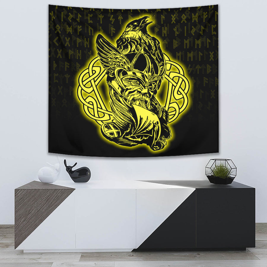 Tspinners Tapestry -Odin Raven Viking Set Gold Tapestry A95