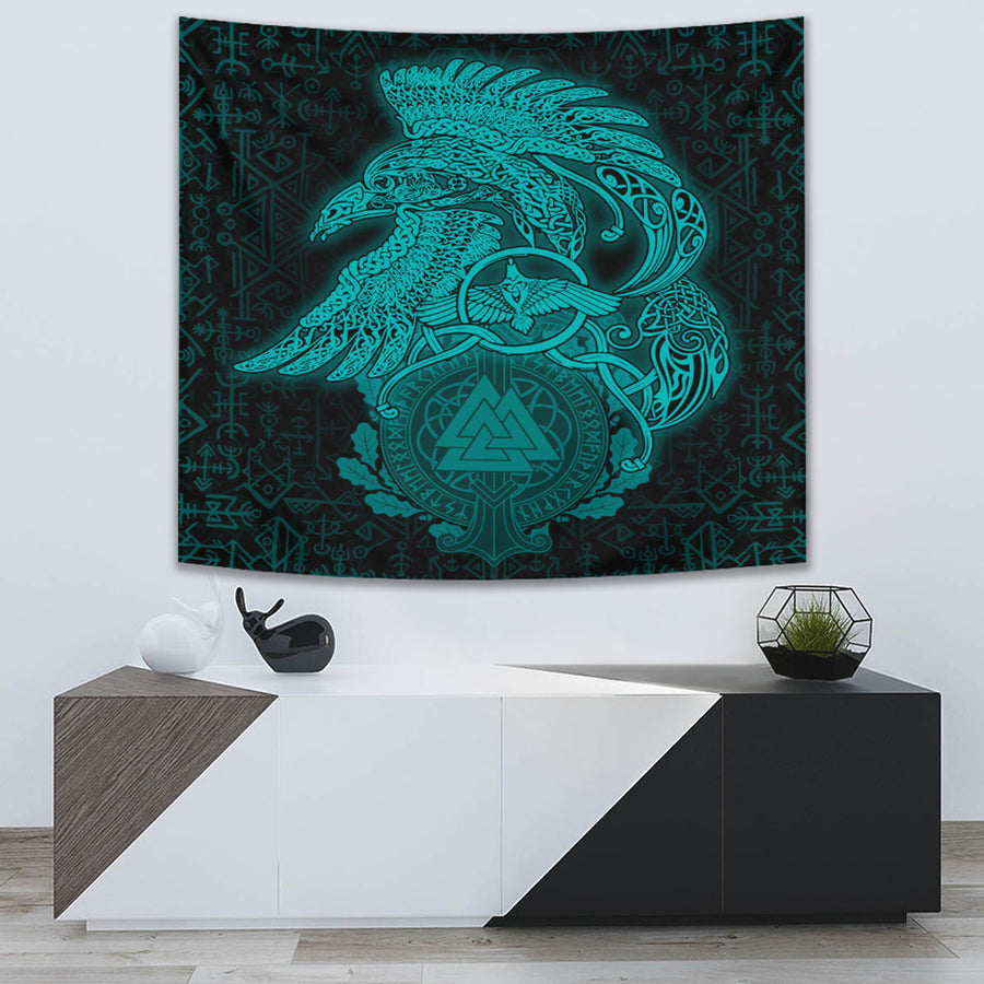 Tspinners Tapestry -Raven Celtic Turquoise Viking Homeset Tapestry A95