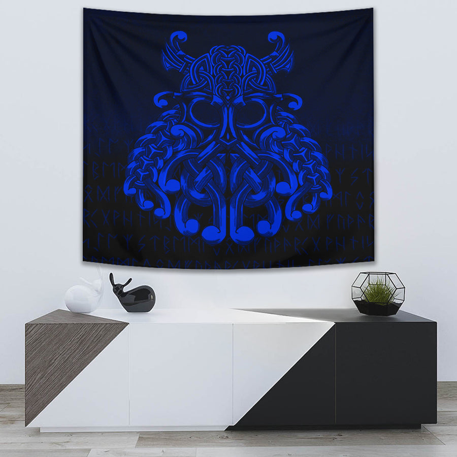 Tspinners Tapestry - Vikings Odin Valhalla - Blue Version Tapestry A7