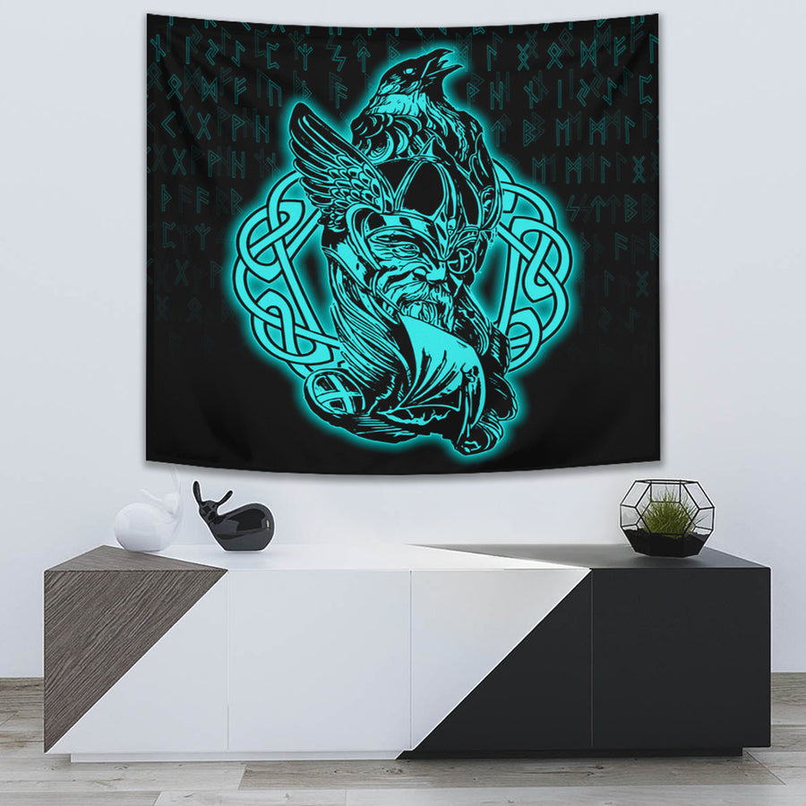 Tspinners Tapestry -Odin Raven Viking Set Turquoise Tapestry A95