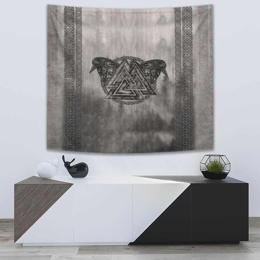 Tspinners Tapestry - Viking Valknut and Raven Tapestry A7