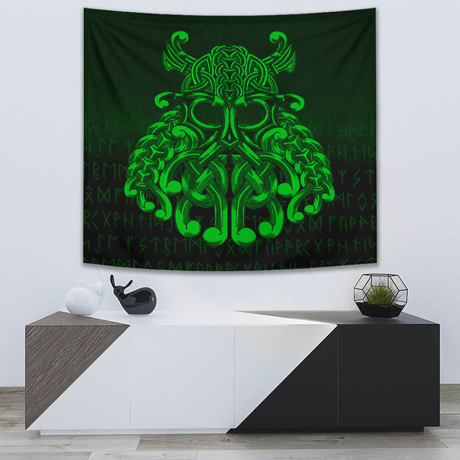 Tspinners Tapestry - Vikings Odin Valhalla - Green Version Tapestry A7