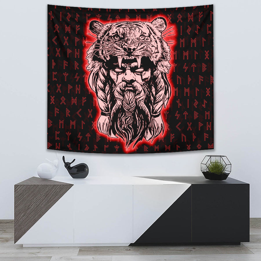 Tspinners Tapestry -Wolf Odin Viking Set Red Tapestry A95