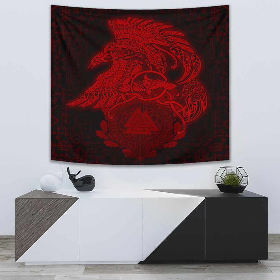 Tspinners Tapestry -Raven Celtic Viking Red Homeset Tapestry A95