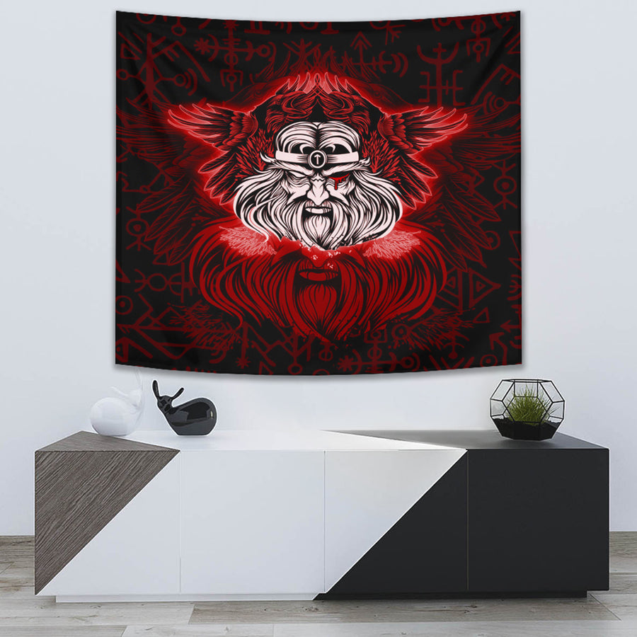 Tspinners Tapestry -Viking Odin Red Tapestry A95