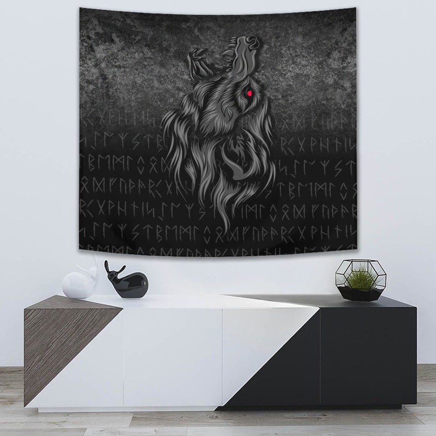 Tspinners Tapestry -Viking Fenrir Wolf Howls To The Gods Tapestry A7