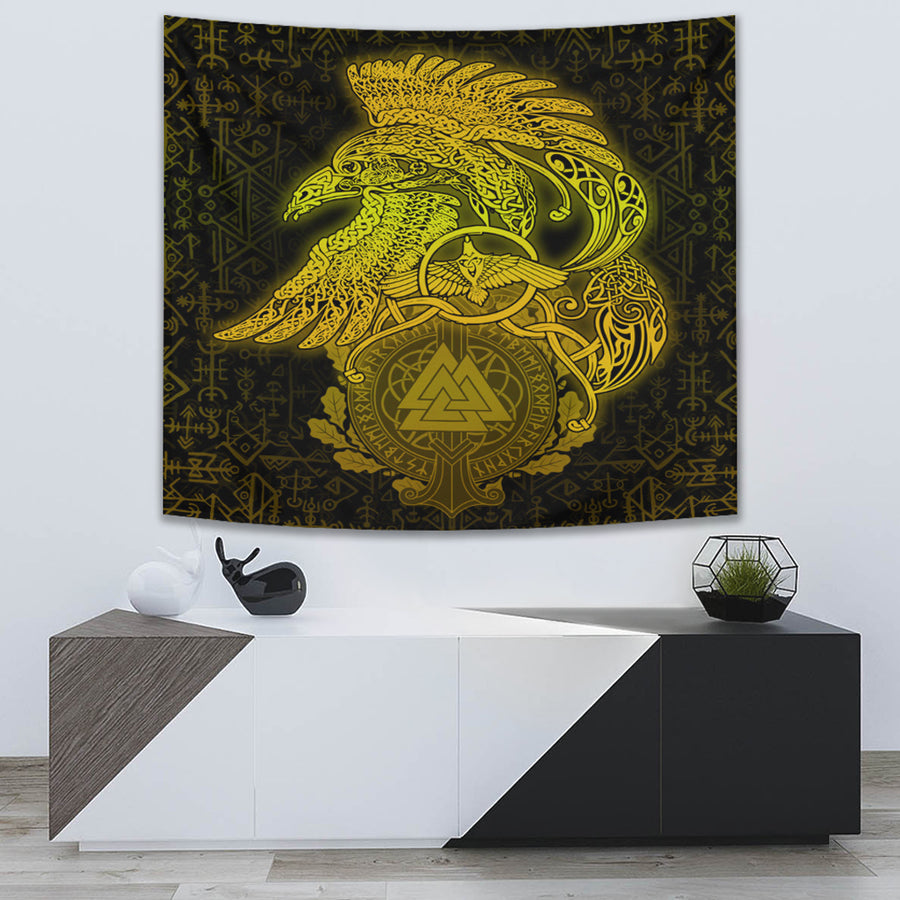 Tspinners Tapestry -Raven Celtic Special Yellow Viking Homeset Tapestry A95