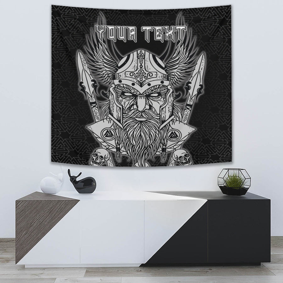 Tspinners Tapestry -Odin And Wolf Text Viking Homeset Tapestry A95