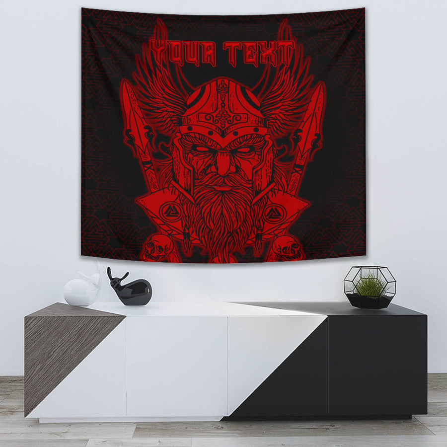 Tspinners Tapestry -Odin And Raven Red Text Viking Homeset Tapestry A95