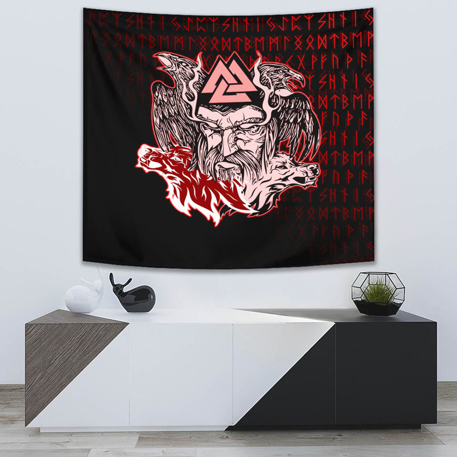 Tspinners Tapestry -Odin Viking Set Red Tapestry A95