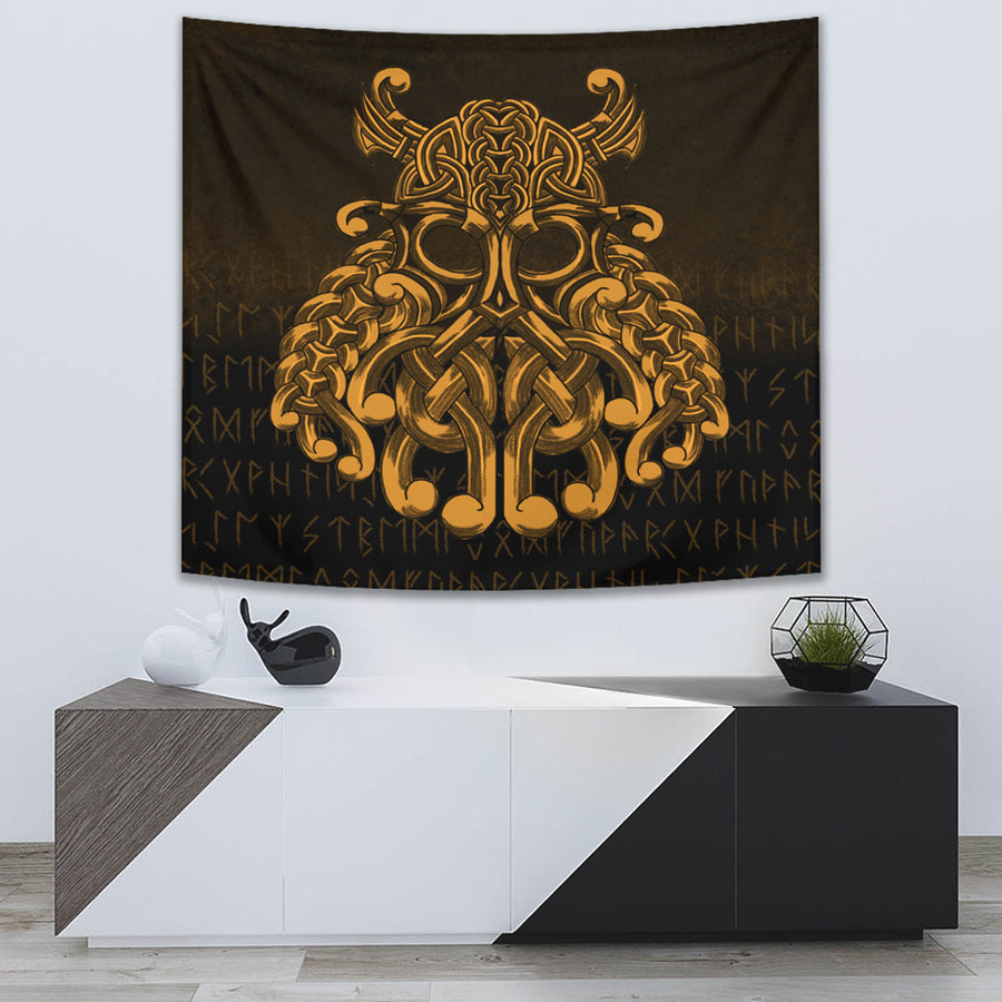 Tspinners Tapestry - Vikings Odin Valhalla - Gold Version Tapestry A7