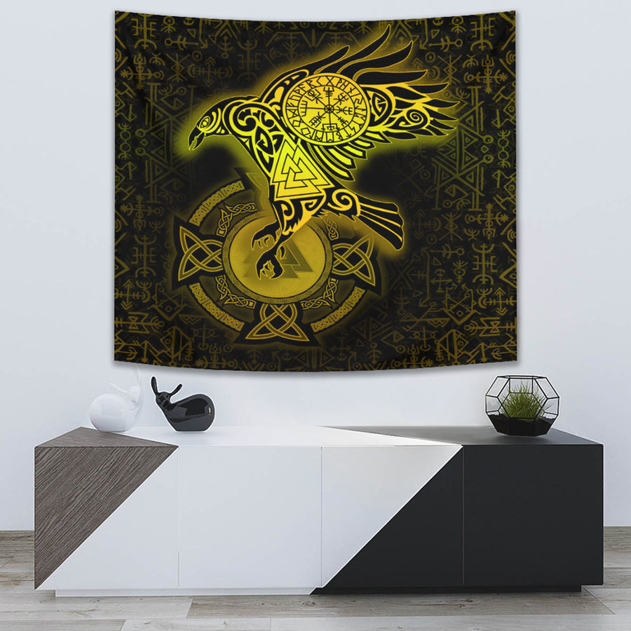 Tspinners Tapestry -Celtic Raven Special Yellow Viking Homeset Tapestry A95