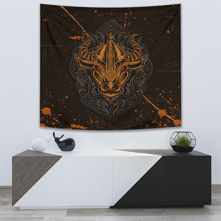 Tspinners Tapestry - Viking Bull Head Brush Pattern Tapestry A35
