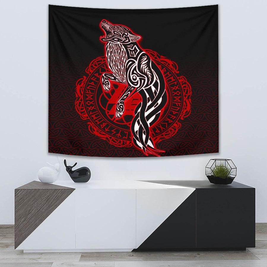 Tspinners Tapestry -Wolf Viking Red Tapestry A95