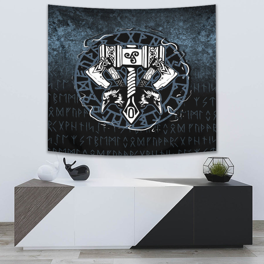 Tspinners Tapestry - Celtic Huginn And Muninn Raven Viking Tapestry A7