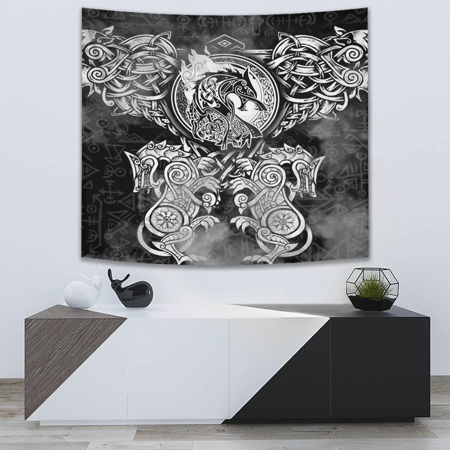 Tspinners Tapestry - Viking Dragon and Wolf Tattoo Tapestry A31