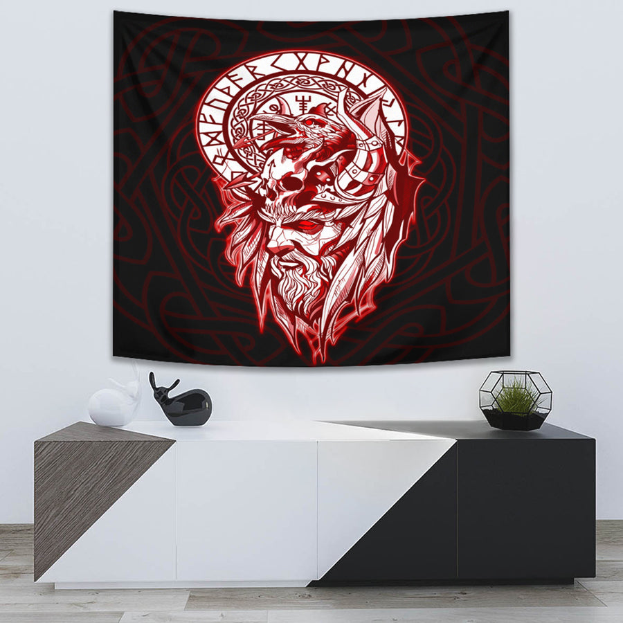 Tspinners Tapestry -Viking Odin Set Red Tapestry A95