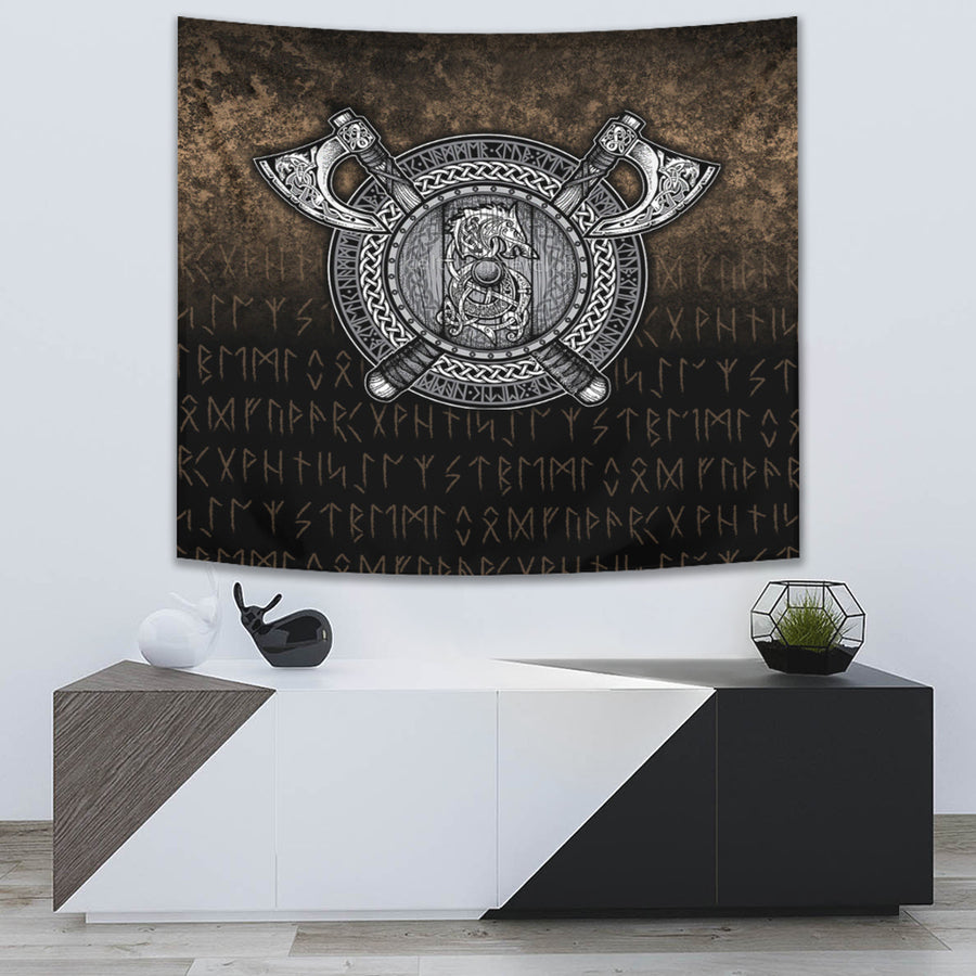 Tspinners Tapestry -Fenrir Viking Shield Tapestry A7