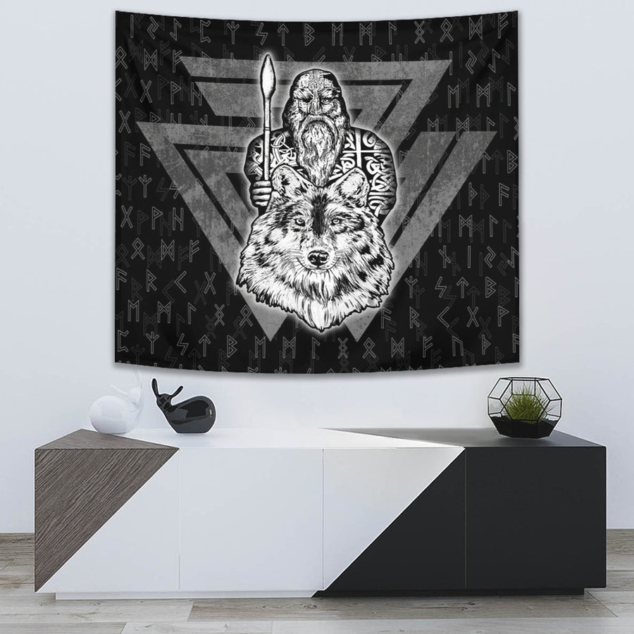 Tspinners Tapestry -Viking Odin Wolf Tapestry A95