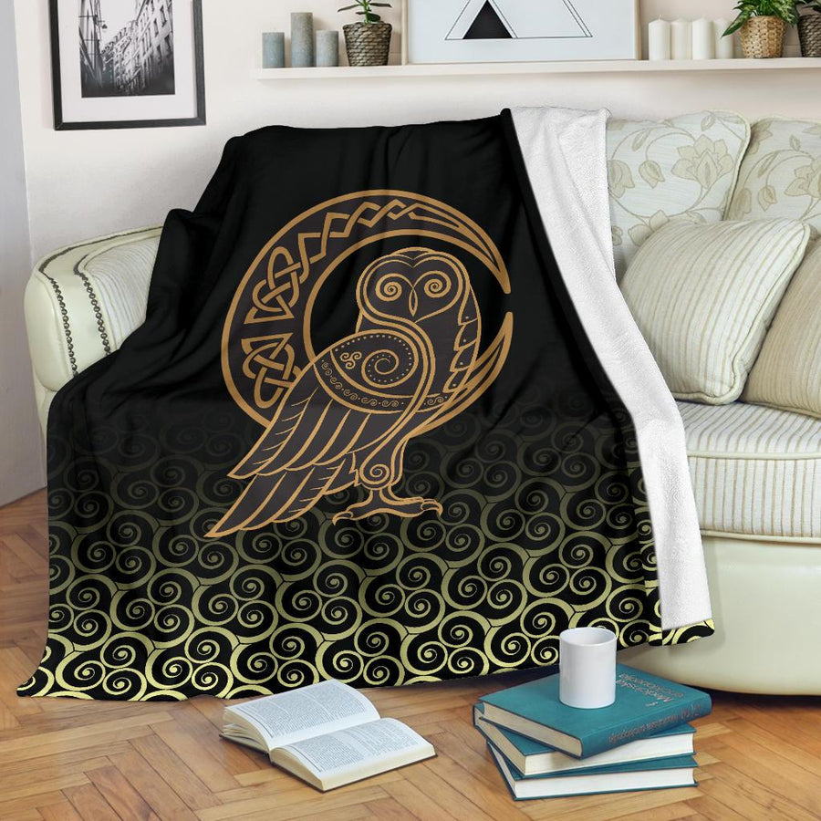 Tspinners - Premium Blanket Owl Celtic On Triskels Background A27