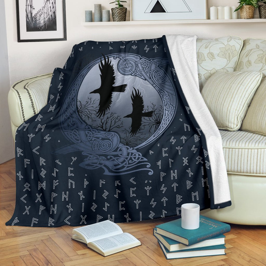 Tspinners Raven and Old Runes Blanket A7