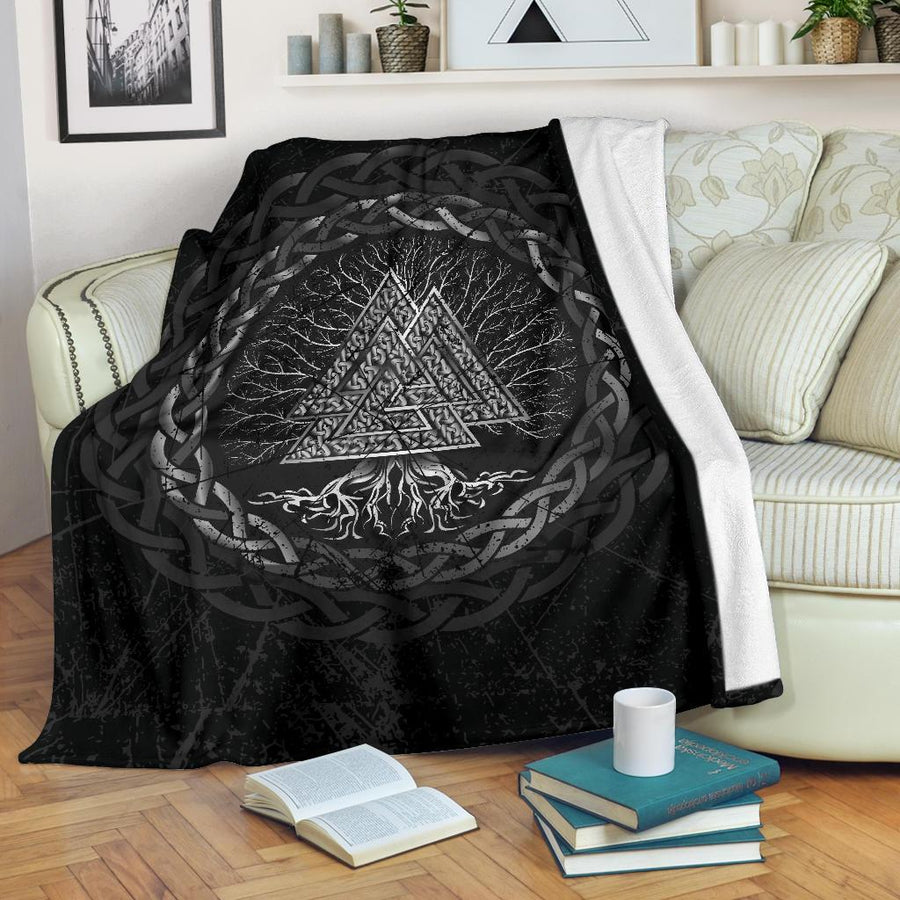Tspinners Premium Blanket Celtic And Valknut and Tree of Life Yggrdrasil A7