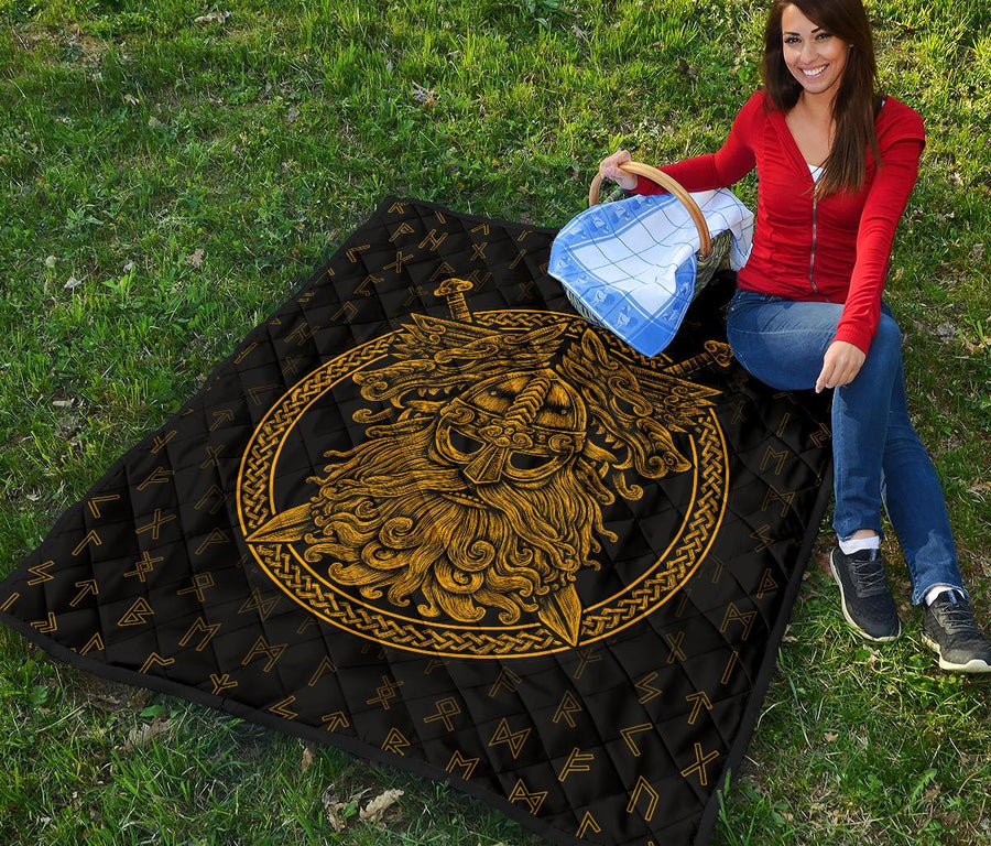 Tspinners Norse God Odin Wolfs Swords Premium Quilt A7